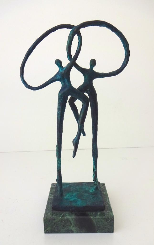 Bronzen beeld staande figuren groen cirkels Ammerlaan 3805-b, Antiek en Kunst, Antiek | Koper en Brons, Brons, Ophalen of Verzenden