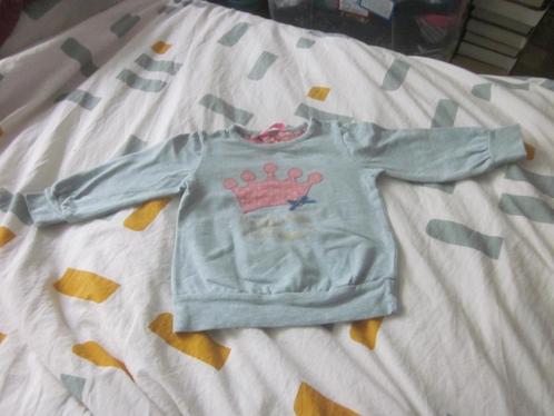 Lichtblauw shirtje roze kroontje met leuke tekst Hema mt 62, Kinderen en Baby's, Babykleding | Maat 62, Zo goed als nieuw, Meisje