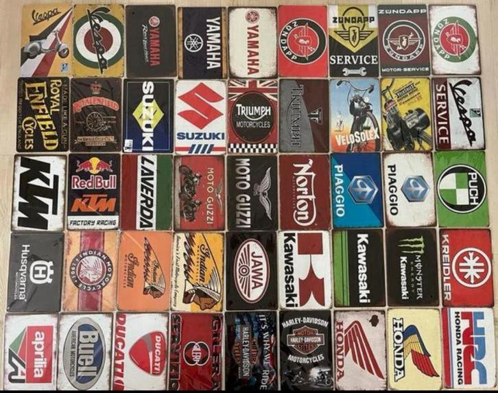 Metalen wandbord motoren 20x30 cm (prijs=p/stk) (3voor21€), Verzamelen, Automerken, Motoren en Formule 1, Zo goed als nieuw, Motoren