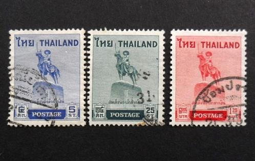 Thailand : serie Mi 322-324 standbeeld koning Taksin - 1955, Postzegels en Munten, Postzegels | Azië, Gestempeld, Zuid-Azië, Verzenden