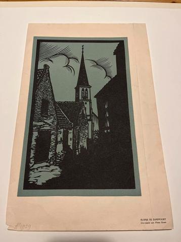 Frans Bosen - Slopje te Zandvoort - Linosnede ca. 1930-40 beschikbaar voor biedingen