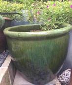 grote 60cm geglazuurde groen gave bloempot kwaliteit, 40 cm of meer, Rond, Zo goed als nieuw, Terracotta