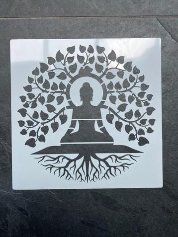 Levensboom sjabloon stencil met boeddha erin oosters  beschikbaar voor biedingen