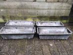 Set van 4 zinken  bloembakken, Tuin en Terras, Bloembakken en Plantenbakken, Gebruikt, Minder dan 30 cm, Minder dan 60 cm, Ophalen of Verzenden