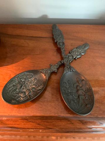 vintage tinnen lepel tandarts tavereel Jan Steen beschikbaar voor biedingen