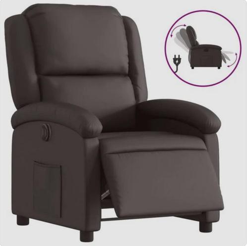 Elektrische Relaxfauteuil Echt Leer Donkerbruin, Huis en Inrichting, Fauteuils, Nieuw, Leer, 75 tot 100 cm, 75 tot 100 cm, Ophalen of Verzenden