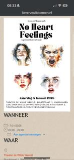 GEZOCHT: 1 of 2 entreekaartjes NO HEART FEELINGS, Tickets en Kaartjes, Twee personen, Januari
