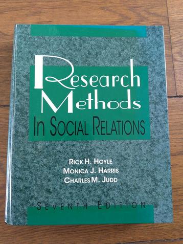 RESEARCH METHODS IN SOCIAL RELATIONS beschikbaar voor biedingen