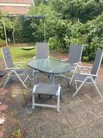 Complete aluminium Tuinset met Tafel en Stoelen, Ophalen, 4 zitplaatsen, Gebruikt, Eettafel