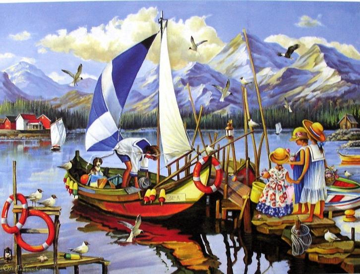 Bon Voyage - Bits and Pieces Puzzel - 1000 st, Hobby en Vrije tijd, Denksport en Puzzels, Zo goed als nieuw, Legpuzzel, 500 t/m 1500 stukjes