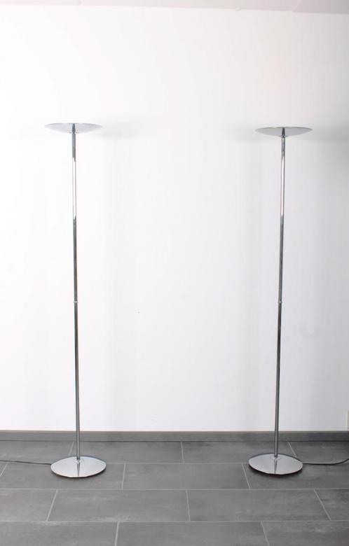 Set van 2 vintage Fase Halogeen Uplighters, Huis en Inrichting, Lampen | Vloerlampen, Nieuw, 150 tot 200 cm, Metaal, Ophalen of Verzenden