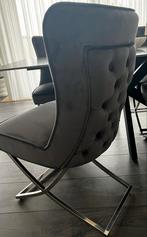4 Eetkamerstoelen - Grijs Velvet, Huis en Inrichting, Stoelen, Ophalen, Overige materialen, Zo goed als nieuw, Vier