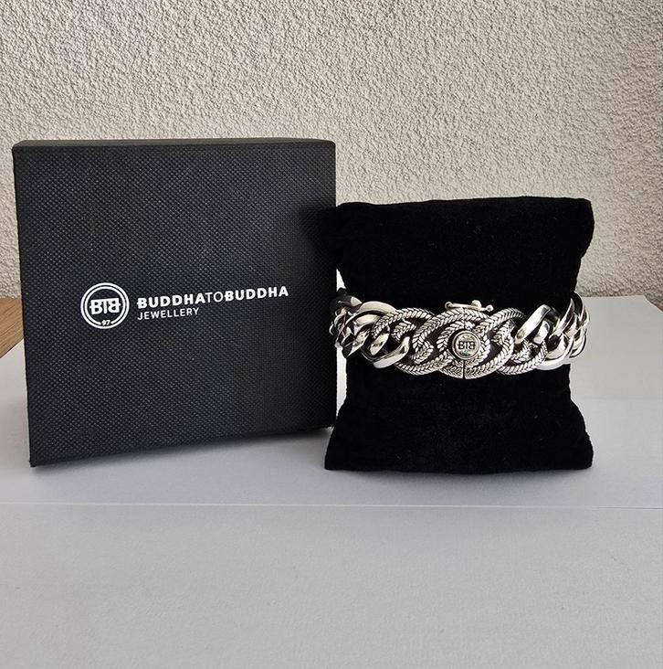 Buddha to buddha nathalie  small Texture Maat E, Sieraden, Tassen en Uiterlijk, Armbanden, Zo goed als nieuw, Zilver, Zilver, Ophalen