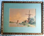 Aquarel Rivierlandschap J.G. Drost ca. 1890, Antiek en Kunst, Ophalen of Verzenden
