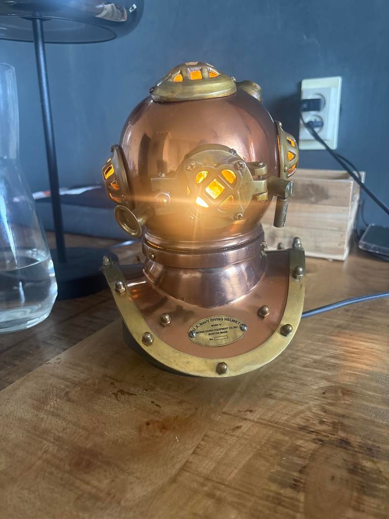 Duikhelm Lamp - Decoratieve Verlichting, Ophalen of Verzenden, Gebruikt, Metaal, Minder dan 100 cm