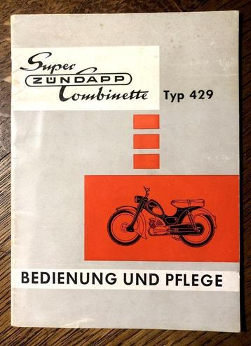 ZÜNDAPP Super Combinette Typ 429 Instructieboek  beschikbaar voor biedingen