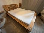 Houten bed met lattenbodem en matras- Tweepersoons, Ophalen, Verstelbaar, Bruin, Tweepersoons