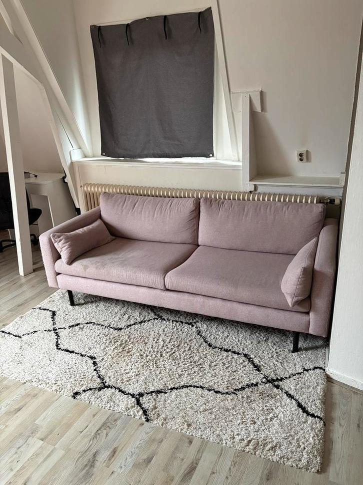 Roze 3-zits bank, Huis en Inrichting, Banken | Bankstellen, Gebruikt, Rechte bank, Driepersoons, 200 tot 250 cm, 75 tot 100 cm