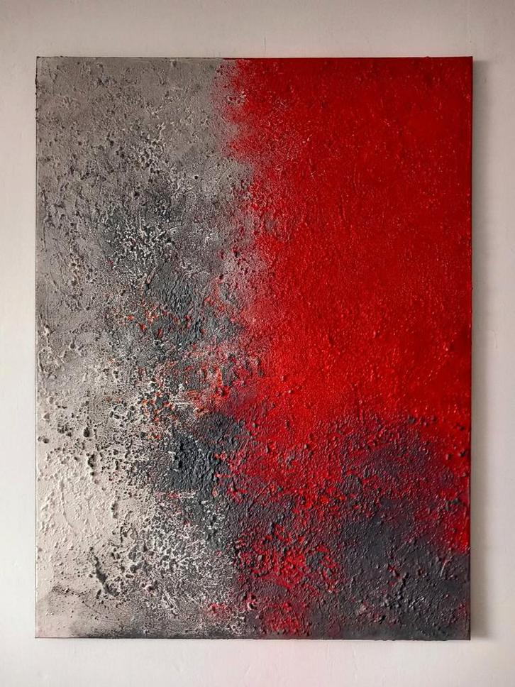 PANEEL IN ROOD 60X80 CM, Antiek en Kunst, Kunst | Schilderijen | Modern, Ophalen