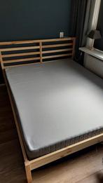2 pers bed met lattenbodem en matras 160x200, Ophalen, Bruin, Tweepersoons, Scandinavisch