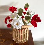 * gehaakt KERST boeket 7 bloemen Hulst bes KERSTROOS  ea, Verzenden, Nieuw, Haken, Overige typen