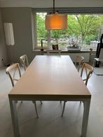 Artisan eettafel wit 100x220 cm incl. 4 stoelen, Ophalen, 50 tot 100 cm, Zo goed als nieuw, Vijf personen of meer