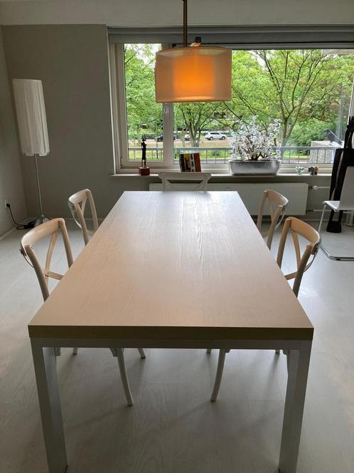 Artisan eettafel wit 100x220 cm incl. 4 stoelen, Huis en Inrichting, Tafels | Eettafels, Zo goed als nieuw, 50 tot 100 cm, Vijf personen of meer