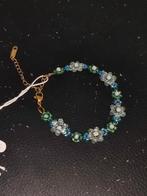 Handgemaakte Bloemenarmband met Gouden Details, Ophalen of Verzenden, Nieuw, Blauw