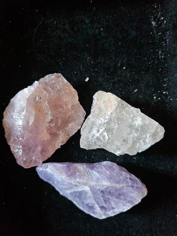 Ruwe Edelstenen Set - Amethist, Rozenkwarts, Bergkristal beschikbaar voor biedingen