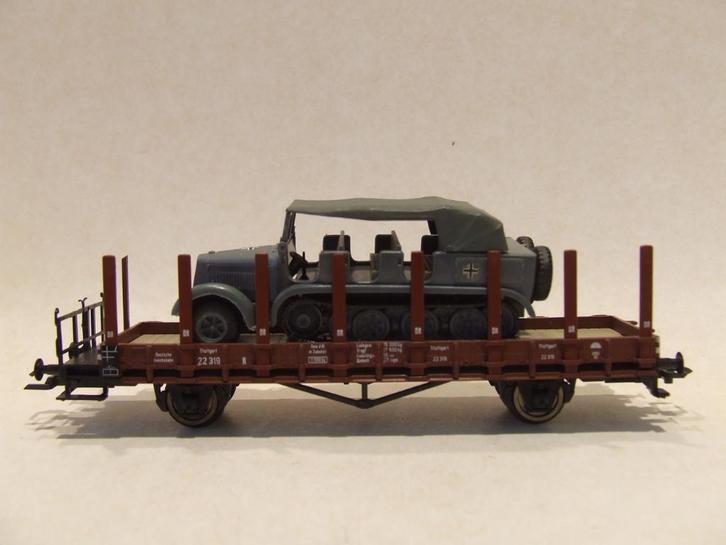 ROCO Minitanks 836 DRG rongenwagen met half-rups voertuig, Hobby en Vrije tijd, Modeltreinen | H0, Zo goed als nieuw, Wagon, Gelijkstroom of Wisselstroom