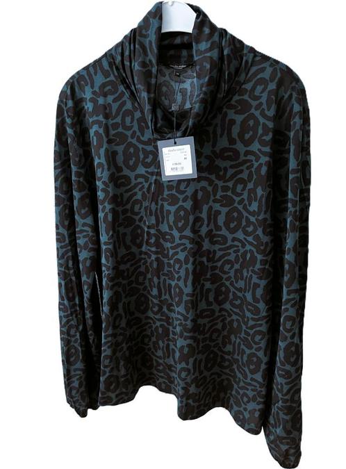 NIEUW Claudia Strater top met col zwart groen leopard 46, Kleding | Dames, Tops, Nieuw, Maat 42/44 (L), Groen, Lange mouw, Verzenden