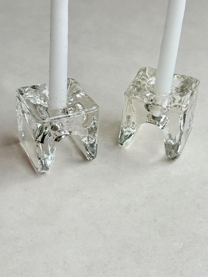 Set van 2 kandelaars “Ri-Jalka” Timo Sarpaneva Juhava Glass, Antiek en Kunst, Kunst | Designobjecten, Ophalen of Verzenden