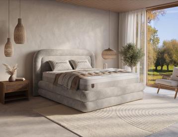 Boxspring opbergruimte 180x200 en 160x200 zand/grijs bed beschikbaar voor biedingen