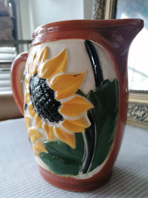 oude barbotine kan, oude bloemen kan, Antiek en Kunst, Antiek | Keramiek en Aardewerk, Ophalen of Verzenden