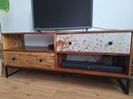 Houten tv meubel industriële stijl, Huis en Inrichting, Ophalen, 100 tot 150 cm, Eikenhout, Zo goed als nieuw