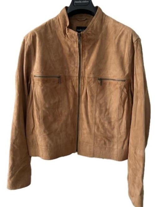 Claudia Strater suede leren jasje camel bruin 44 - klassieke, Kleding | Dames, Jasjes, Kostuums en Pakken, Zo goed als nieuw, Jasje