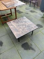 Marmeren tafel met stalen poten, Tuin en Terras, Tuintafels, Ophalen, Gebruikt, Vierkant, Metaal