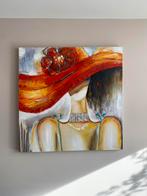 Narel schilderij 100cm x 100cm canvas dame met zonnehoed, Ophalen of Verzenden