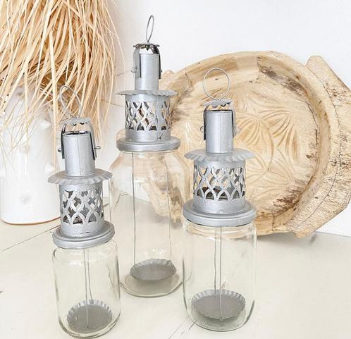 Marokkaanse lantaarn zilver – S-M-L nieuw!, Huis en Inrichting, Woonaccessoires | Kandelaars en Kaarsen, Nieuw, 25 tot 50 cm, Ophalen of Verzenden
