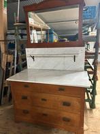 Antieke commode/dressoir met marmeren blad en spiegel, Antiek en Kunst, Ophalen