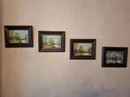 Set van 4 ingelijste schilderijen – landelijke landschappen, Ophalen, Minder dan 50 cm, Zo goed als nieuw, Minder dan 50 cm