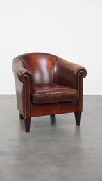 Schapenleren clubfauteuil in een warme cognac kleur, Huis en Inrichting, Fauteuils, Ophalen, Gebruikt, ., Klassiek