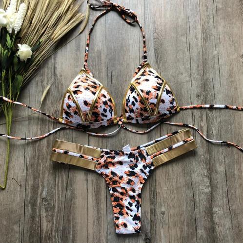 Luipaard gouden push up string bikini dames vrouwen sexy, Kleding | Dames, Badmode en Zwemkleding, Nieuw, Bikini, Verzenden