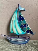 Decoratief Metalen Zeilbootje boot zeilboot glas, Ophalen of Verzenden, Gebruikt