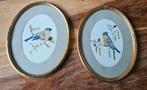 Twee geborduurde schilderijtjes vogels, Antiek en Kunst, Ophalen of Verzenden