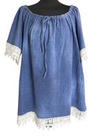 Jeans tuniek  met kant  mt 52-54-56, Ophalen of Verzenden, Zo goed als nieuw, Maat 46/48 (XL) of groter, Blauw
