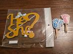 Gender Reveal Taarttopper - He She?, Ophalen of Verzenden, Nieuw