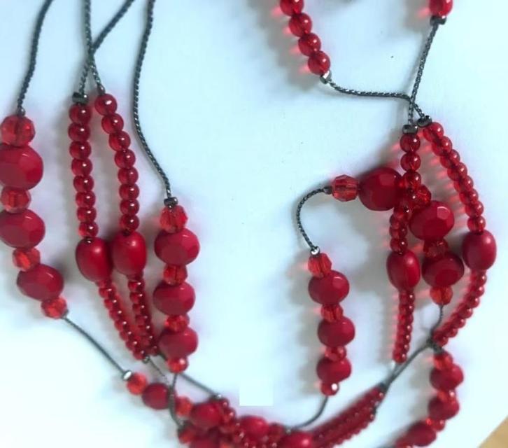 Prachtige glas kralen ketting lang, Sieraden, Tassen en Uiterlijk, Kettingen, Zo goed als nieuw, Verzenden