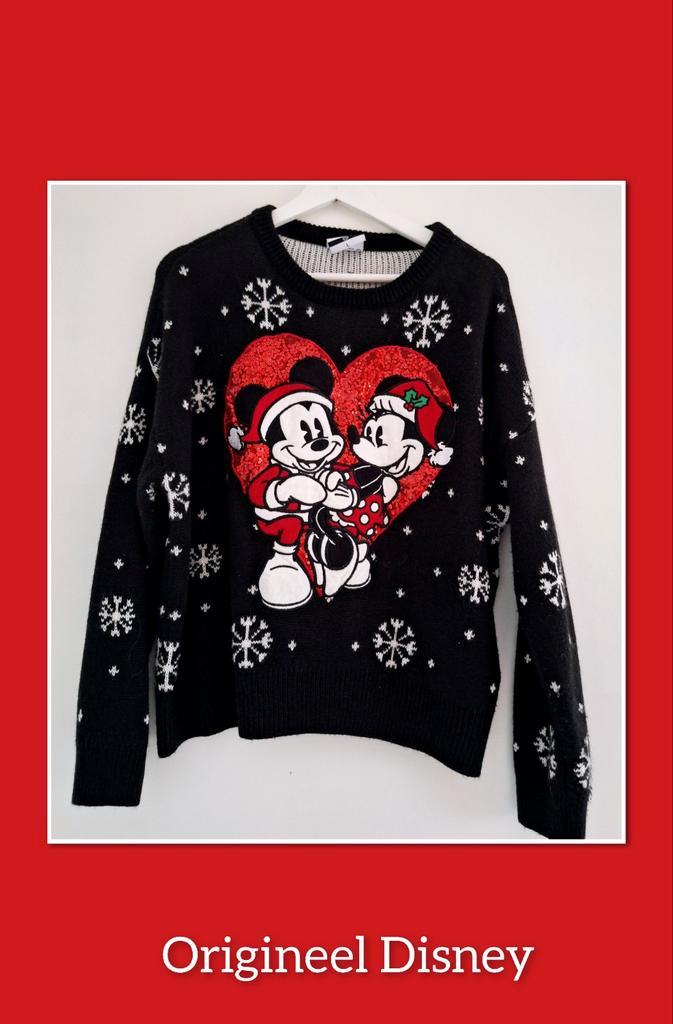 Disney Kersttrui - Mickey & Minnie Mouse - mt S, Kleding | Dames, Truien en Vesten, Gedragen, Maat 36 (S), Zwart, Ophalen of Verzenden