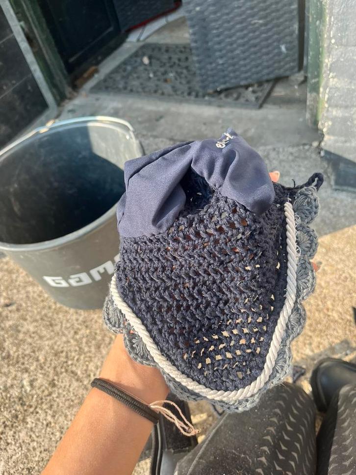 Donkerblauw oornetje eppeljeck, Dieren en Toebehoren, Paarden en Pony's | Hoofdstellen en Tuigage, Nieuw, Ophalen of Verzenden